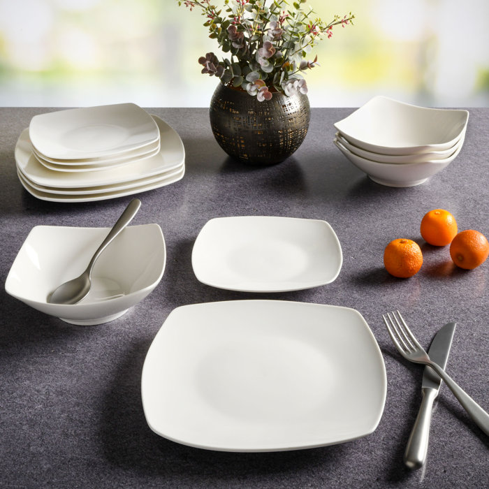 Gibson Home Porcelain China Dinnerware Set of 12 & Reviews Wayfair